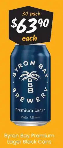 Cellarbrations Byron Bay Premium Lager Black Cans offer
