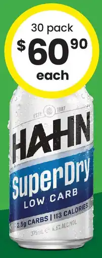 The Bottle O Hahn Super Dry 4.6% Block Cans offer