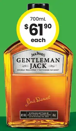 The Bottle O Jack Daniel's Gentleman Jack Whiskey offer