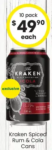 The Bottle O Kraken Spiced Rum & Cola Cans offer
