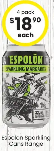 The Bottle O Espolon Sparkling Cans Range offer