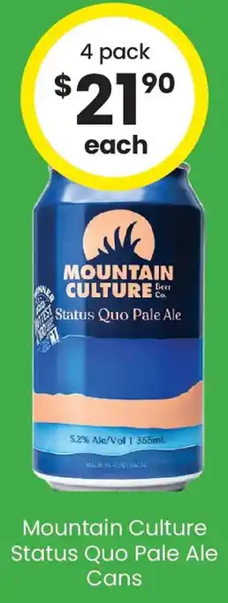 The Bottle O Mountain Culture Status Quo Pale Ale Cans offer
