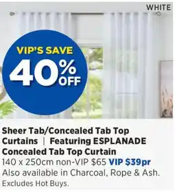 Spotlight Sheer tab concealed tab top curtains offer