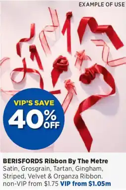 Spotlight Berisfords ribbon by the metre offer