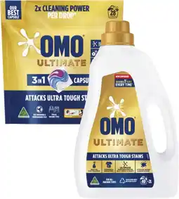 Coles Omo Ultimate Laundry Liquid 2 Litre or Capsules 28 Pack offer