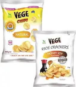 Coles Vege Chips 100g or Rice Crackers 75g offer