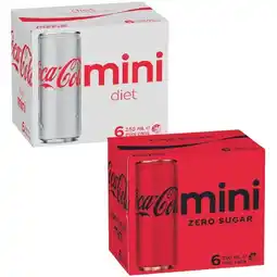 Woolworths Coca-Cola Classic, Zero Sugar or Diet Soft Drink Varieties Pk 6 x 250ml offer