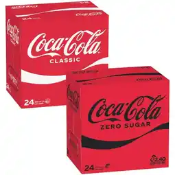 Woolworths Coca-Cola Classic, Zero Sugar or Diet Soft Drink Varieties Pk 24 x 375ml offer