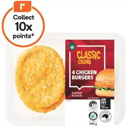 Woolworths Woolworths Classic Crumb Burgers with RSPCA Approved Chicken offer