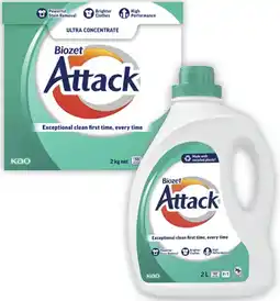 Coles Biozet Attack Regular Laundry Liquid 2 Litre or Powder 2kg offer