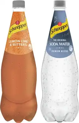 Coles Schweppes Mixers or Soft Drink 1.1 Litre offer