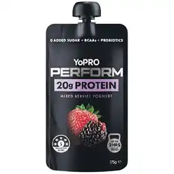 Woolworths YoPRO Perform High Protein Yoghurt Pouch offer