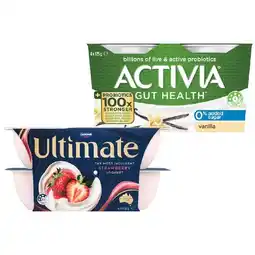 Woolworths Danone Activia Yoghurt 4 x 125g or Danone Ultimate Yoghurt 4 x 115g offer