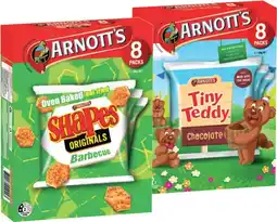 Coles Arnott's Tiny Teddy Biscuits or Shapes Crackers 7 Pack-8 Pack 184g-200g offer