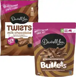Coles Darrell Lea Bullets, Choc Coated Twists or BB Balls 150g-204g offer