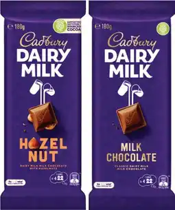 Coles Cadbury Dairy Milk Block Chocolate-190g offer