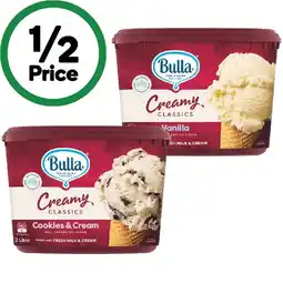 Woolworths Bulla Creamy Classics Ice Cream offer