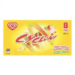 Woolworths Streets Cyclone 688ml Pk 8 or Streets Calippo 525-575ml Pk 10 offer