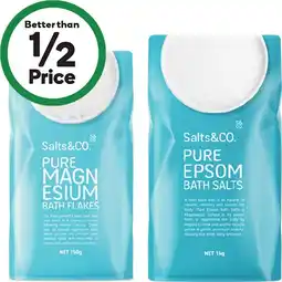 Woolworths Salts & Co. Pure Epsom Bath Salts 1 kg or Salts & Co. Pure Magnesium Bath Flakes 750g offer