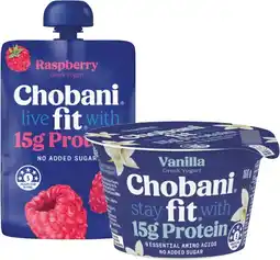 Coles Chobani Fit Protein Greek Yogurt 160g or Pouch 150g offer