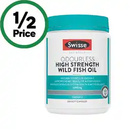 Woolworths Swisse Ultiboost Odourless High Strength Wild Fish Oil Capsules offer