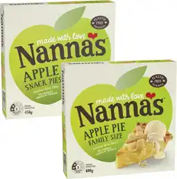 Coles Nanna's Apple Snack Pies 4 Pack 450g or Family Size Apple Pie 600g offer
