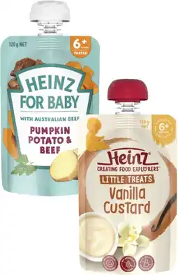 Coles Heinz 4 Months+, 6 Months+ or 8 Months+ Baby Food Pouch 120g offer