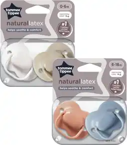 Coles Tommee Tippee Natural Cherry Latex Soothers 0-6 Months or 6-18 Months 2 Pack offer