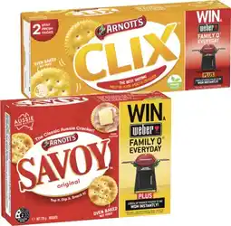 Coles Arnott's Savoy or Clix Crackers 225g-250g offer