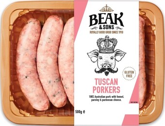 IGA Beak & Sons Sausages 500g Selected Varieties offer