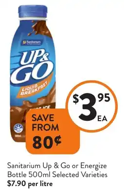 Foodworks Sanitarium Up & Go or Energize Bottle offer