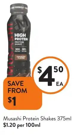 Foodworks Musashi Protein Shakes offer