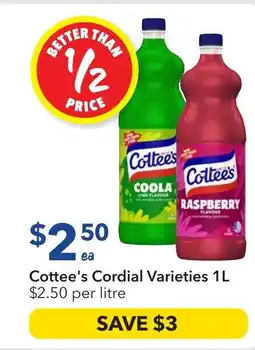 Ritchies Cottee's cordial varieties offer