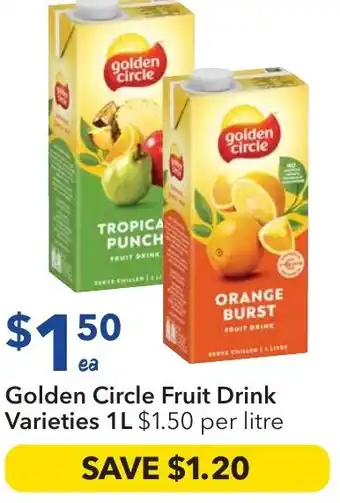 Ritchies Golden circle fruit drink varieties offer