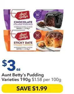 Ritchies Aunt Betty's Pudding Varieties offer