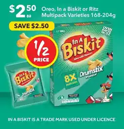 Ritchies Oreo, In a Biskit or Ritz Multipack Varieties offer