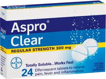 IGA Aspro Clear Regular or Extra Strength Effervescent Tablets 16-24 Pack** offer