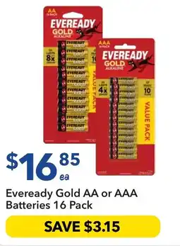 Ritchies Eveready gold aa or aaa batteries offer