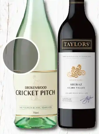 Brokenwood Cricket Pitch or Taylors Estate 750mL Varieties