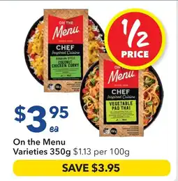 Ritchies On the menu varieties offer