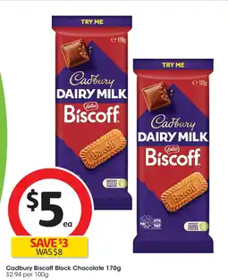 Coles Cadbury Biscoff Block Chocolate offer
