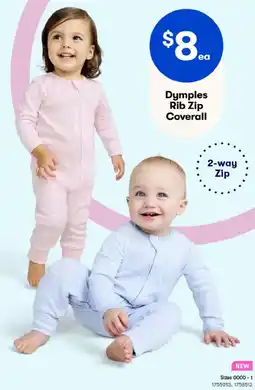 BIG W Dymples Rib Zip Coverall offer
