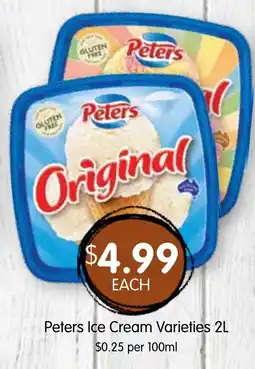 Spudshed Peters ice cream varieties offer