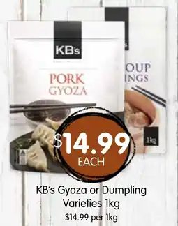 Spudshed Kb's gyoza or dumpling varieties offer