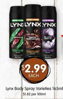 Spudshed Lynx body spray varieties offer