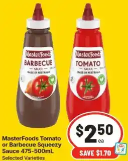 IGA MasterFoods Tomato or Barbecue Squeezy Sauce offer
