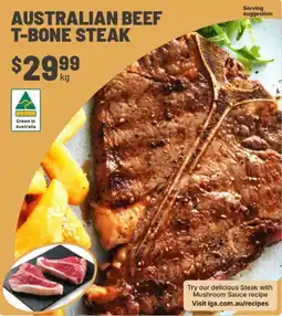 IGA Australian beef t-bone steak offer