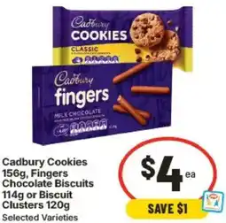 IGA Cadbury Cookies, Fingers Chocolate Biscuits or Biscuit Clusters offer