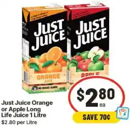 IGA Just Juice Orange or Apple Long Life Juice offer