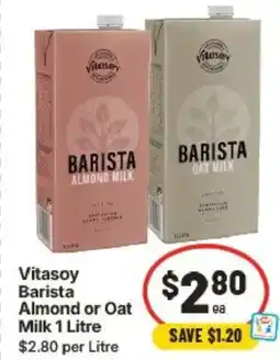 IGA Vitasoy Barista Almond or Oat Milk offer